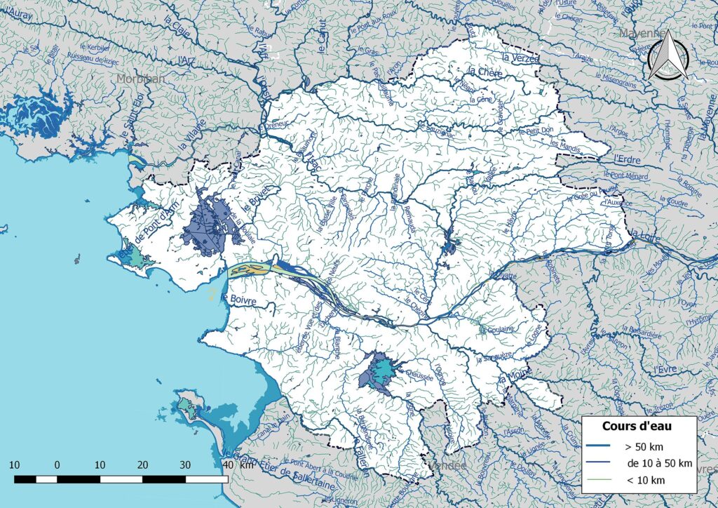 Carte hydrographique de la Loire-Atlantique.