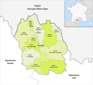 Carte des cantons du département de la Lozère