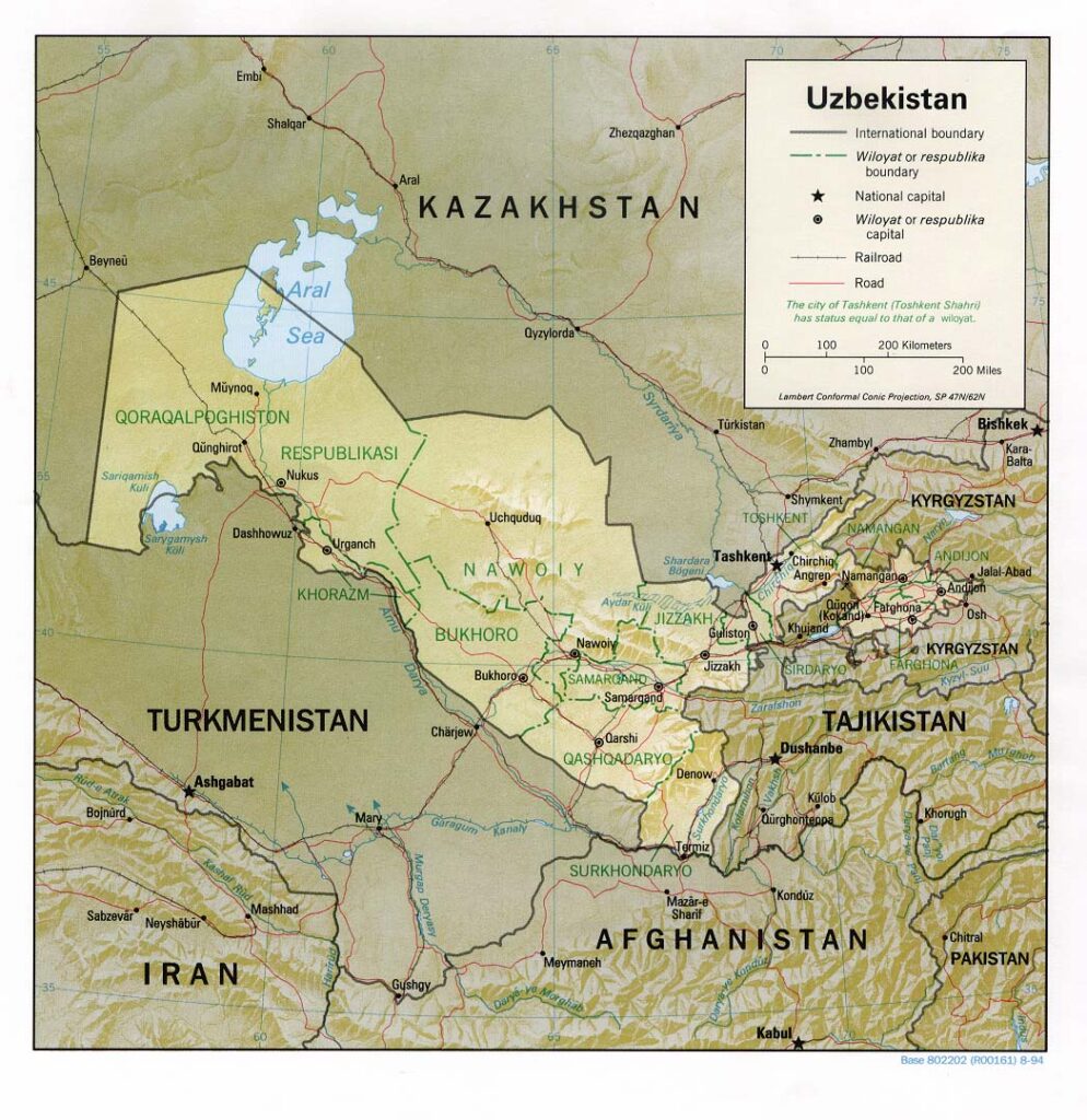 Carte de l'Ouzbékistan