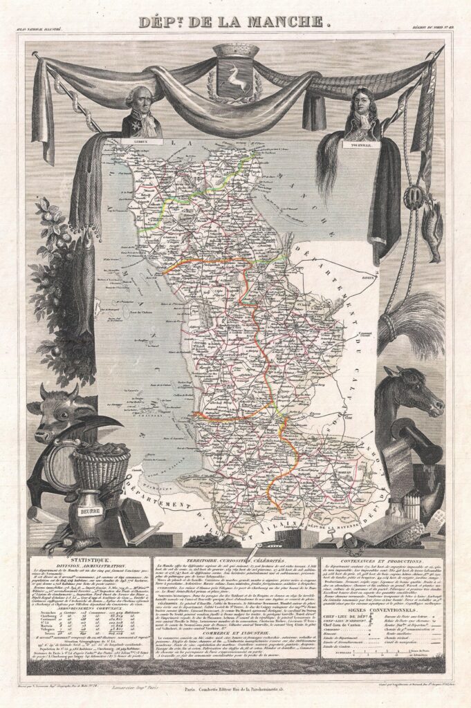 Carte du département de la Manche 1852.