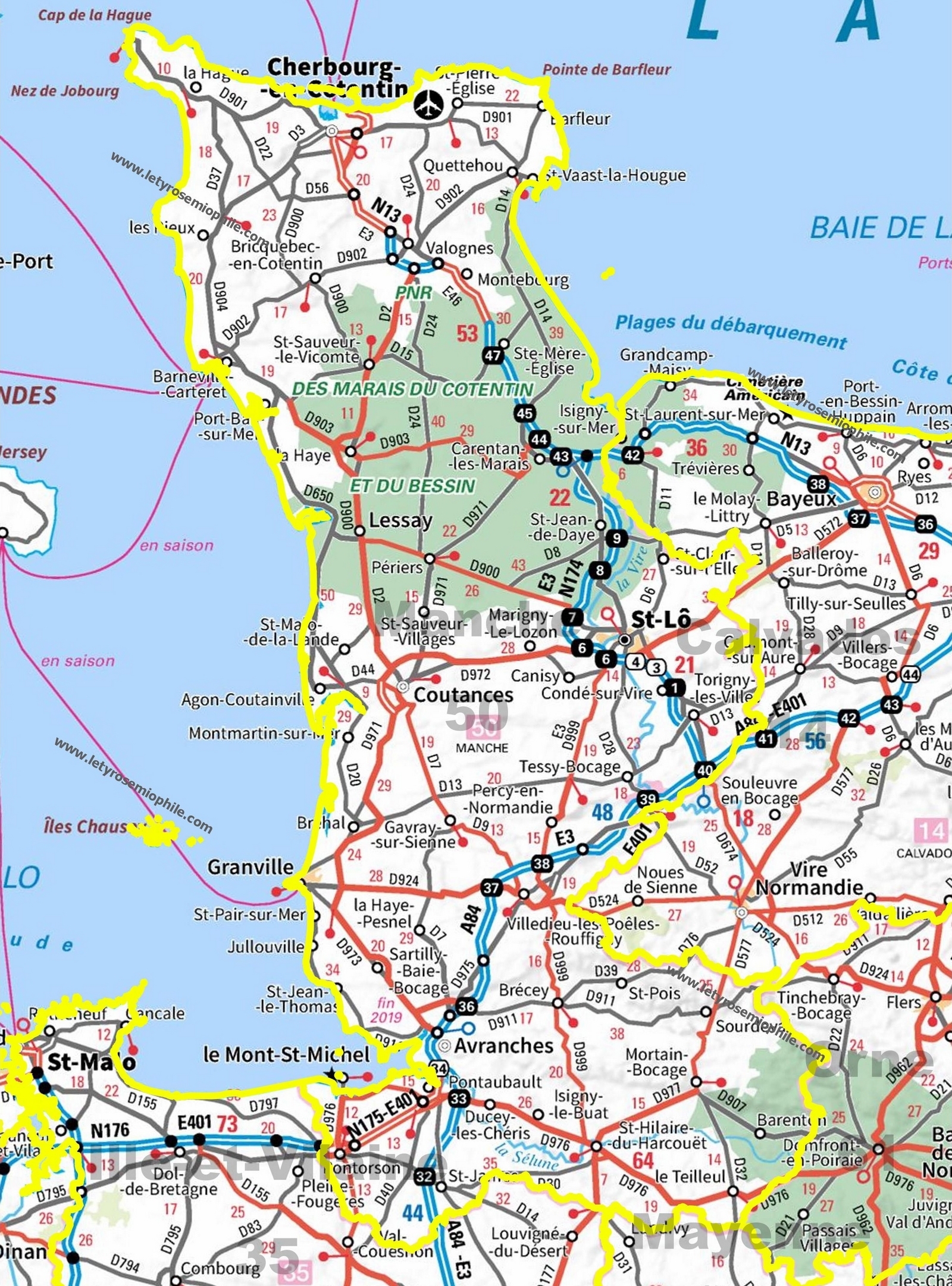 Carte Routi re De La Manche