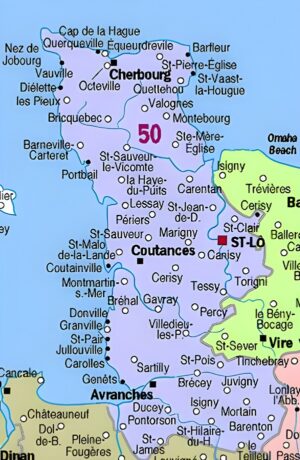 Carte des principales communes de la Manche