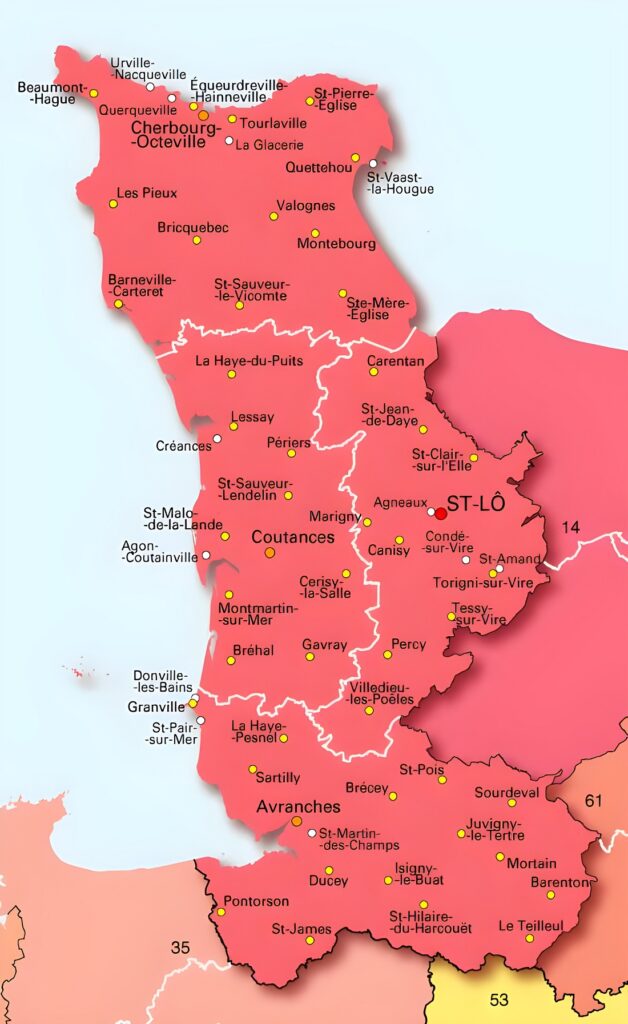 Carte Des Principales Communes De La Manche