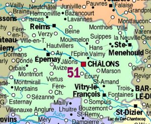 Carte des principales communes de la Marne