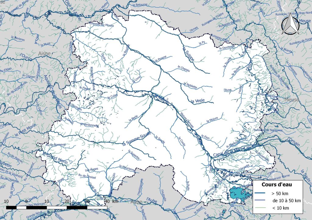 Carte hydrographique de la Marne.
