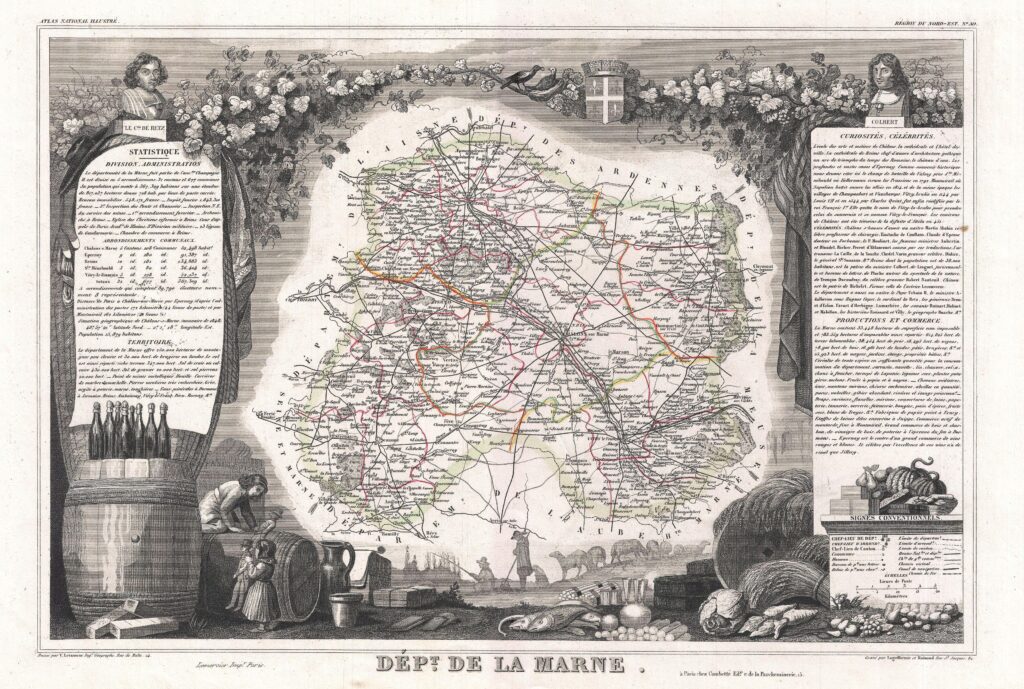 Carte du département de la Marne 1852.