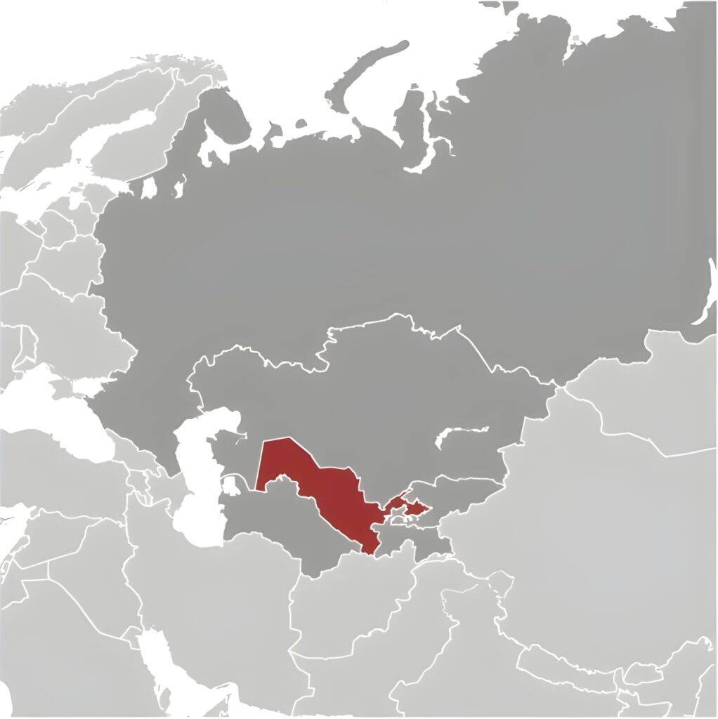 Carte de localisation de l'Ouzbékistan