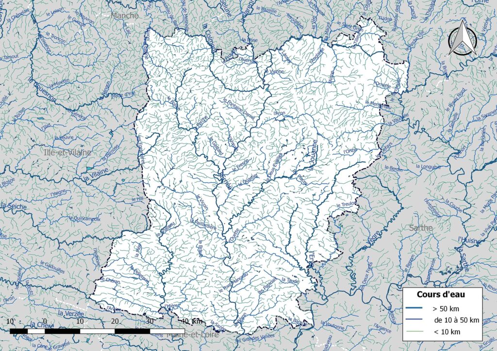 Carte hydrographique de la Mayenne.