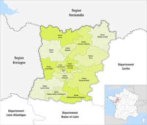 Carte des cantons du département de la Mayenne