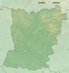 Carte physique vierge du département de la Mayenne.