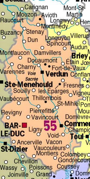 Carte des principales communes de la Meuse