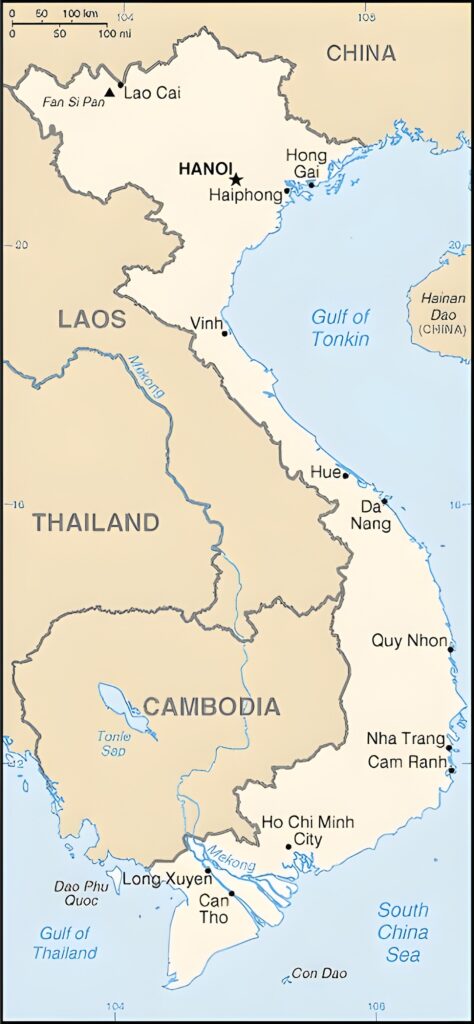 Carte des principales villes du Viêt Nam