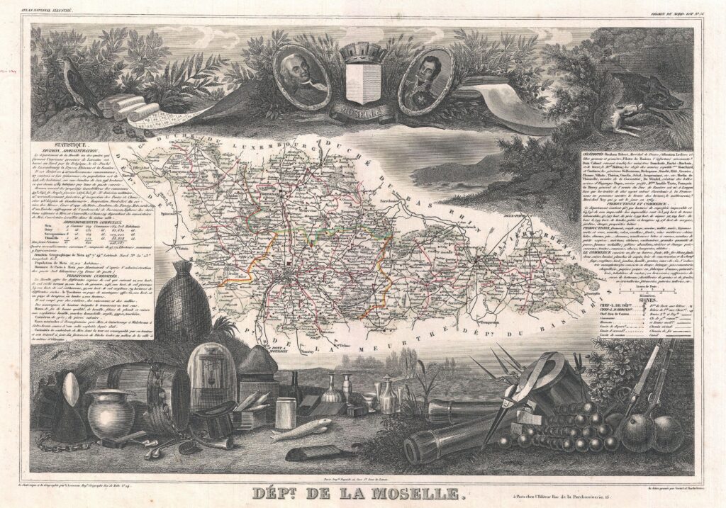 Carte du département de la Moselle 1852.