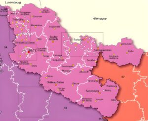 Carte des principales villes de la Moselle.