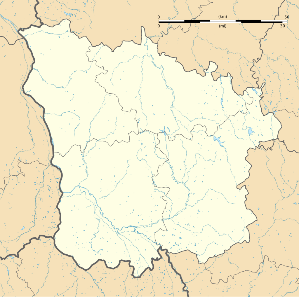 Carte administrative vierge du département de la Nièvre.