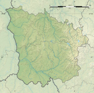 Carte physique vierge du département de la Nièvre.