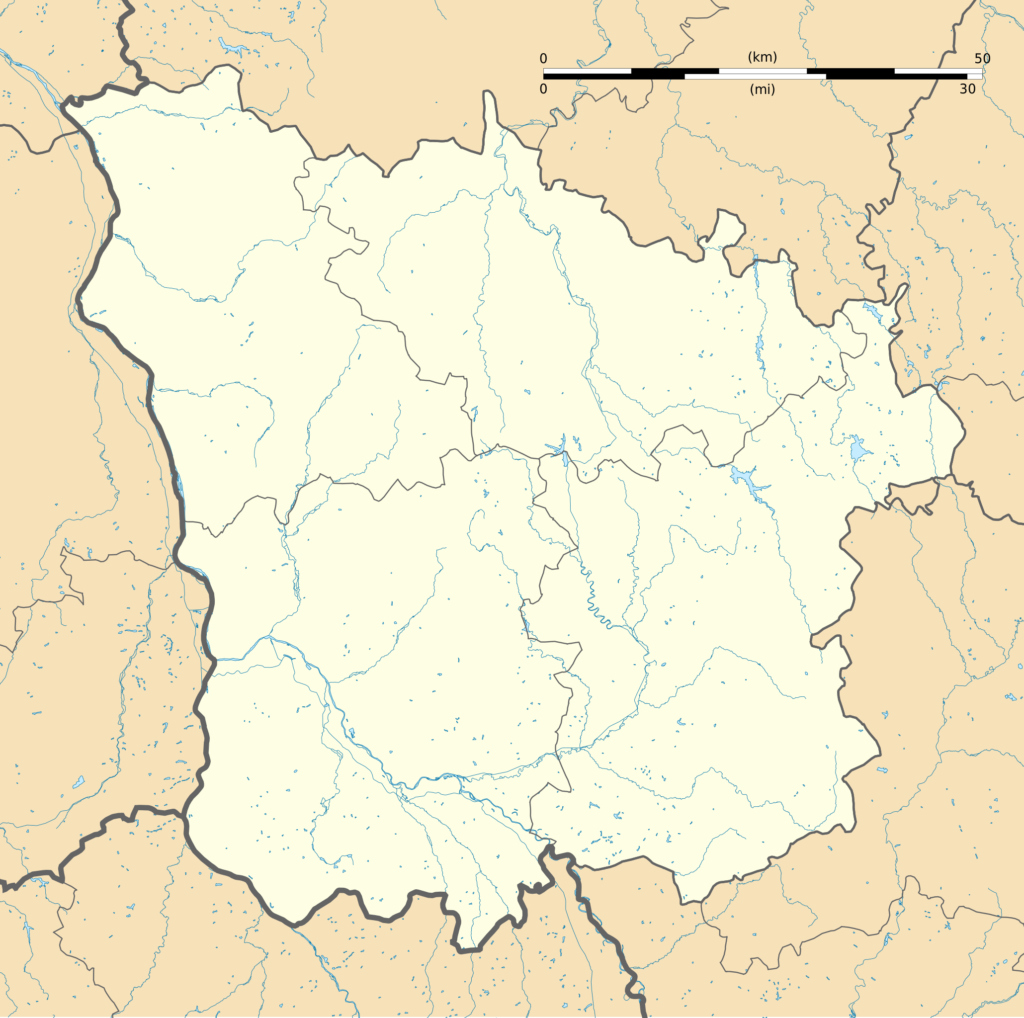 Carte vierge du département de la Nièvre.