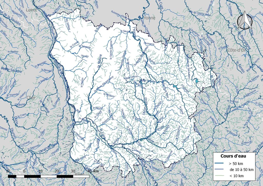 Carte hydrographique de la Nièvre.