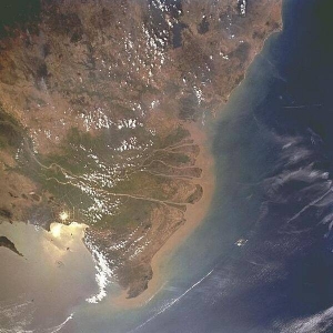 Image satellite du cours inférieur du fleuve Mékong