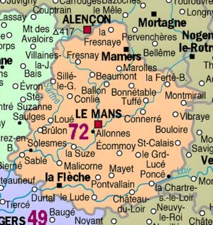 Carte des principales communes de la Sarthe