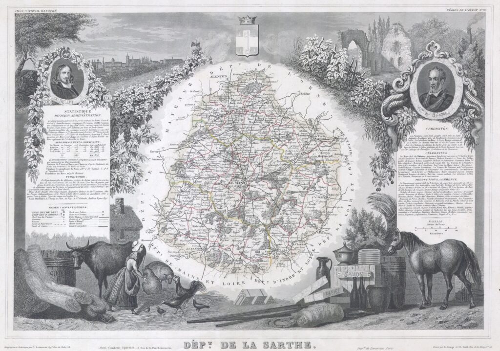 Carte du département de la Sarthe 1847.