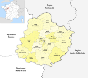 Carte des cantons du département de la Sarthe