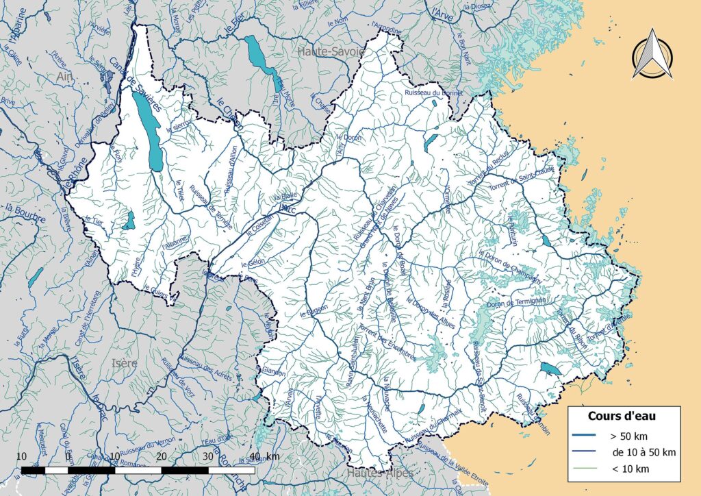 Carte hydrographique de la Savoie.