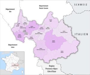 Carte des cantons du département de la Savoie