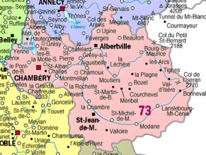 Carte des principales communes de la Savoie