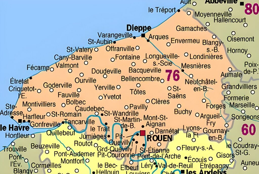 Carte des principales communes de la Seine-Maritime.