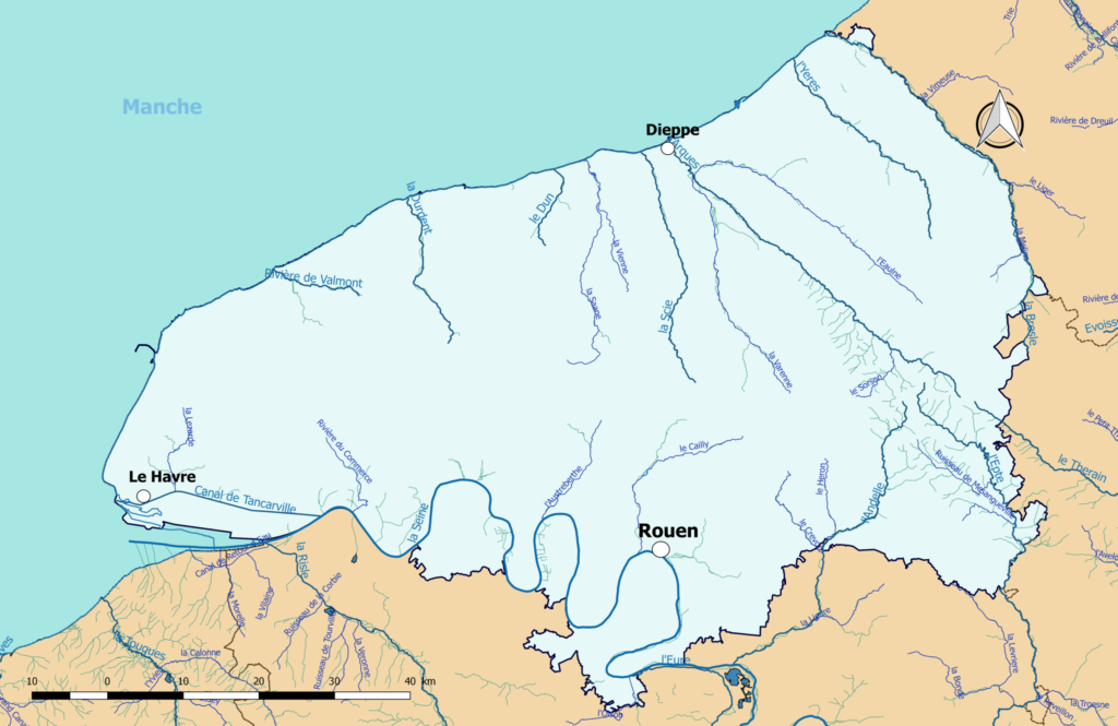 Carte hydrographique de la Seine-Maritime.