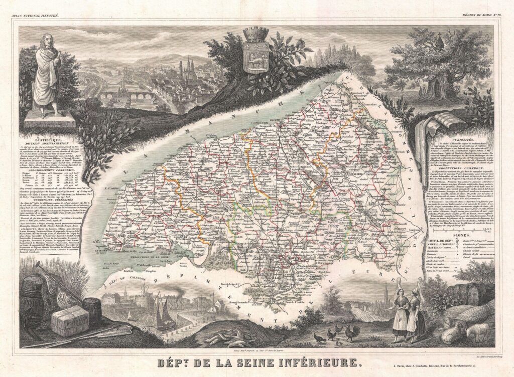 Carte du département de la Seine Inférieure 1852.