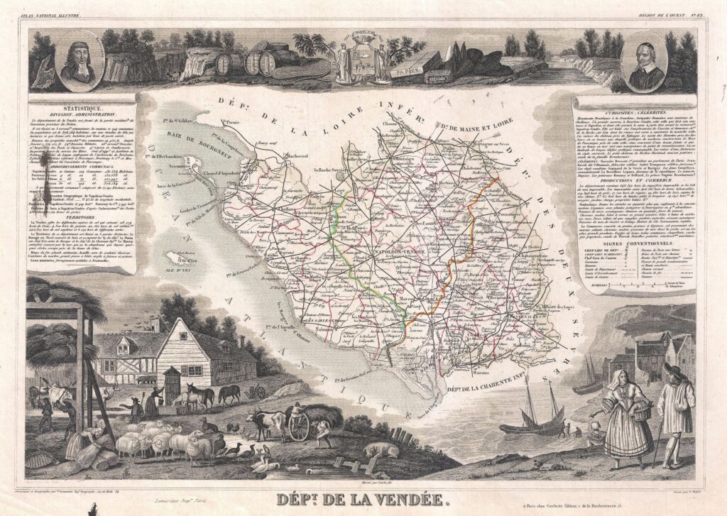 Carte du département de la Vendée 1852.