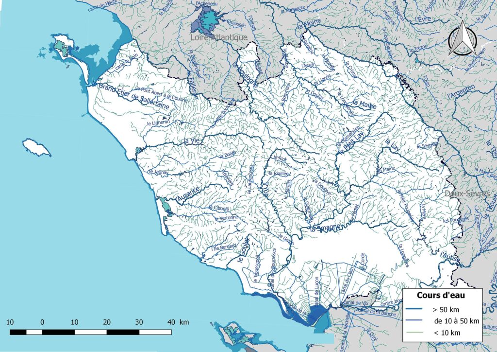 Carte hydrographique de la Vendée.