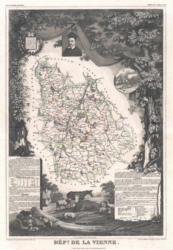 Carte du département de la Vienne 1852.