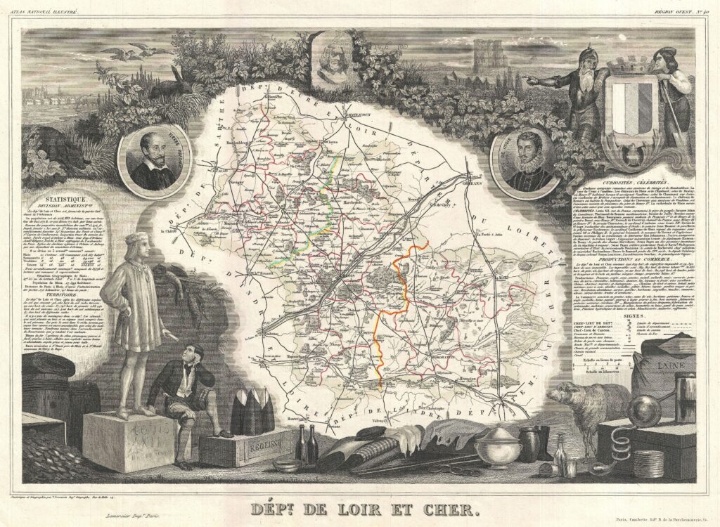 Carte du département de Loir-et-Cher 1852.