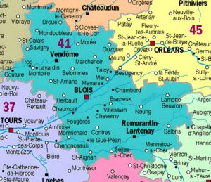 Carte des principales communes de Loir-et-Cher