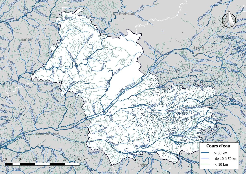 Carte hydrographique de Loir-et-Cher.