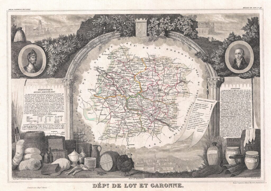Carte du département de Lot-et-Garonne 1852.