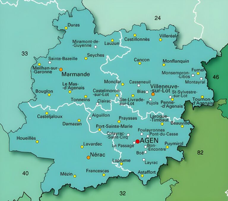 Carte des principales communes de LotetGaronne — free download