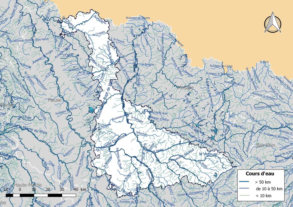 Carte hydrographique de Meurthe-et-Moselle.