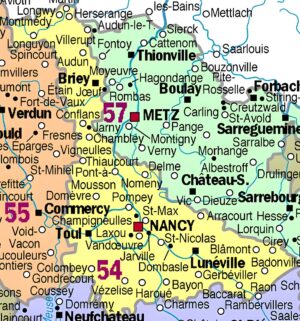 Carte des principales communes de Meurthe-et-Moselle