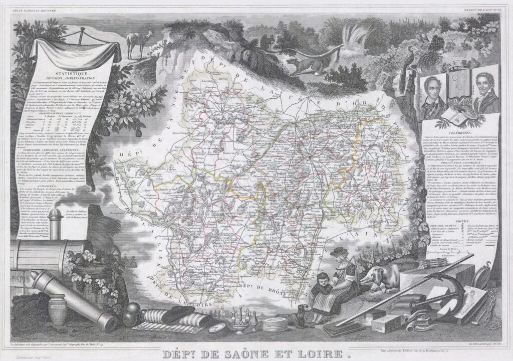 Carte du département de Saône-et-Loire 1847.