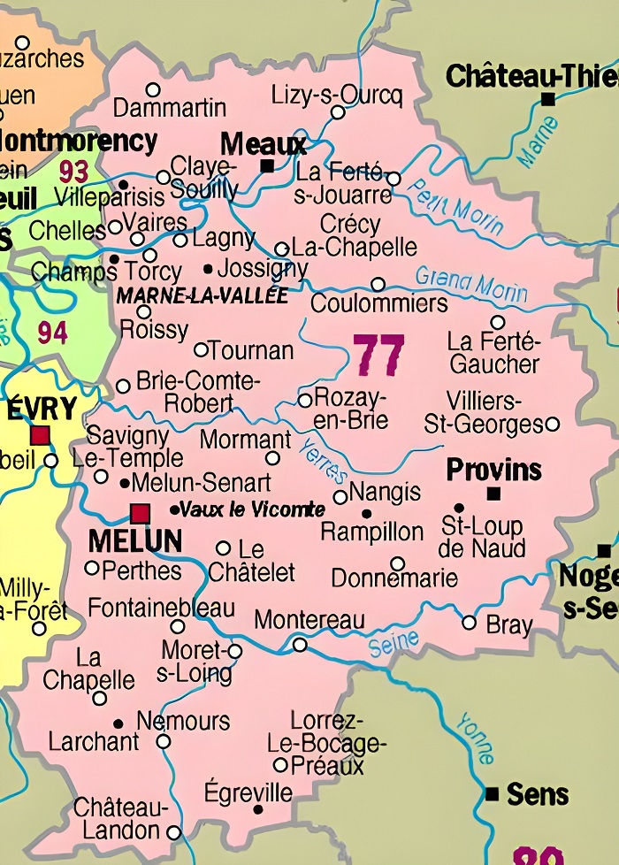 Carte Des Principales Communes De Seine et Marne