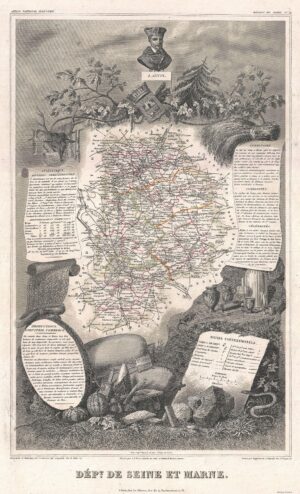 Carte du département de Seine-et-Marne 1852