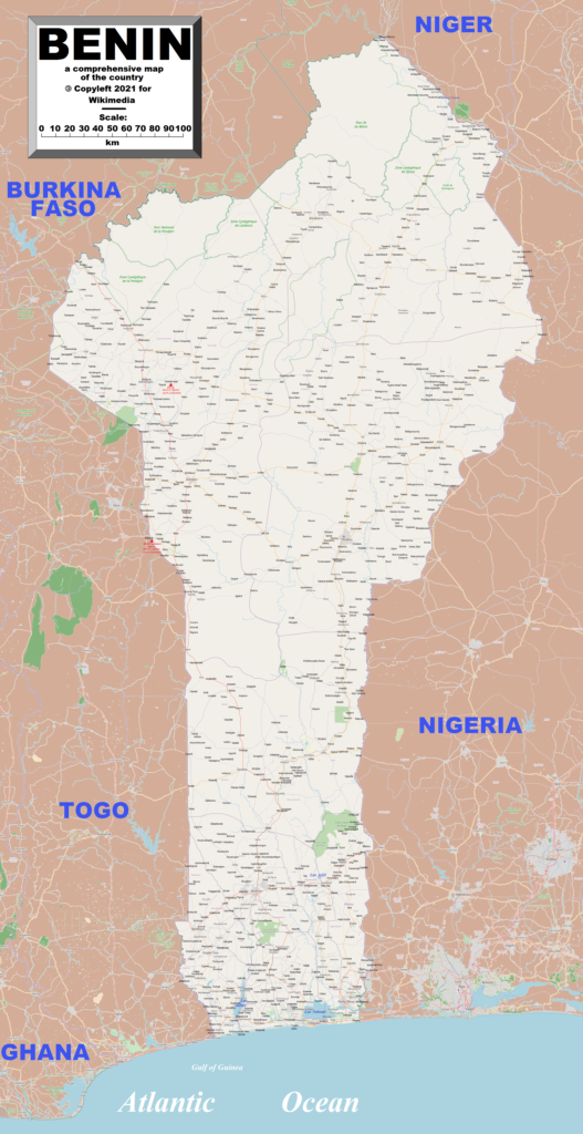 Carte du Bénin.