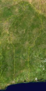 Image satellite du Bénin.