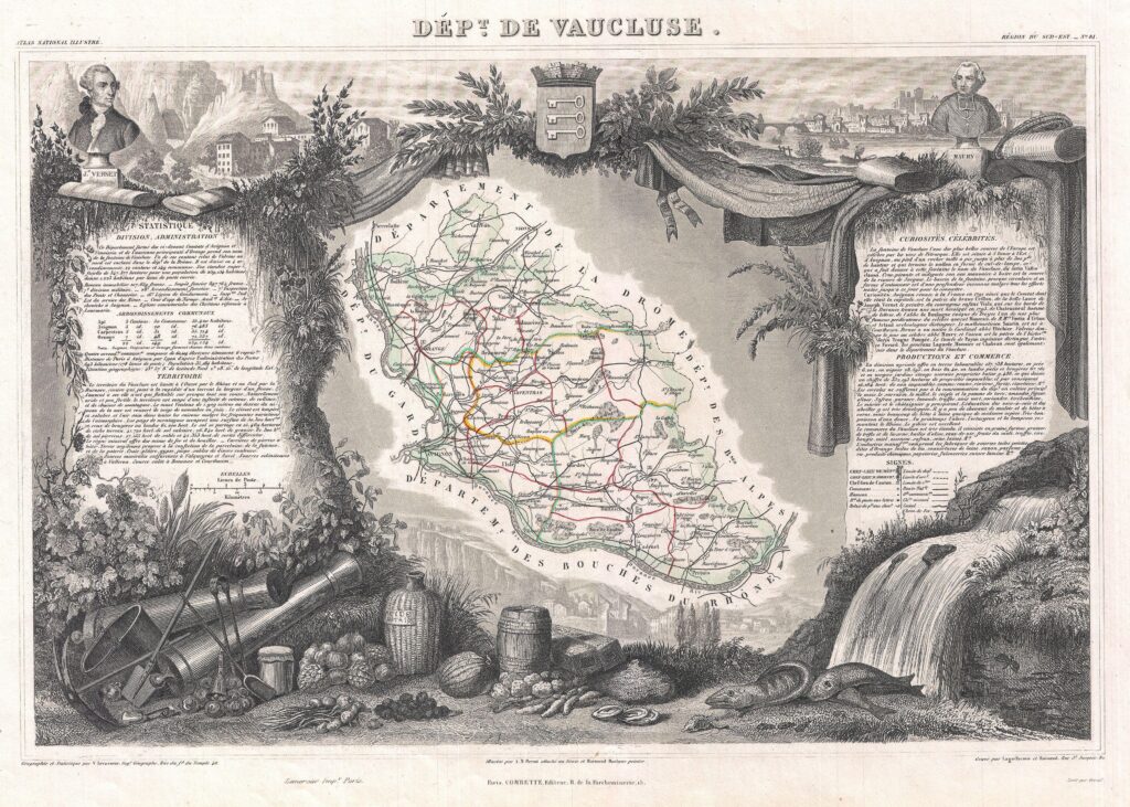 Carte du département de Vaucluse 1852.