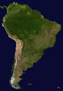 Image satellite de l'Amérique du Sud.