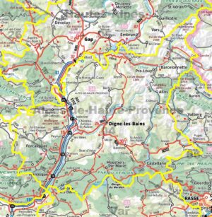 Carte routière des Alpes-de-Haute-Provence